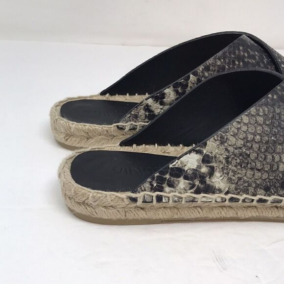 VINCE Castel Snakeskin Espadrille Slide Sandals Cross Strap Flats Women Size 7 - Picture 2 of 12